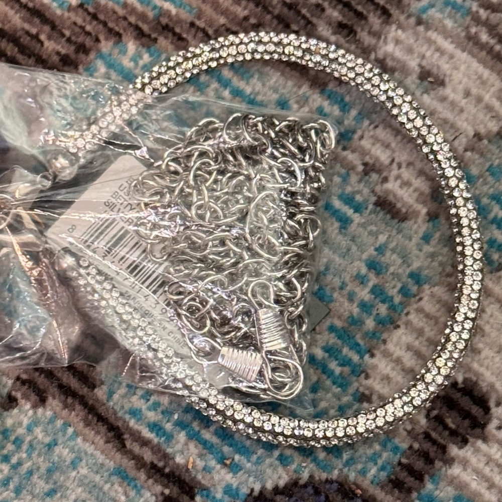 Bebe silver,rhinestone style Rectangular hard cas… - image 5